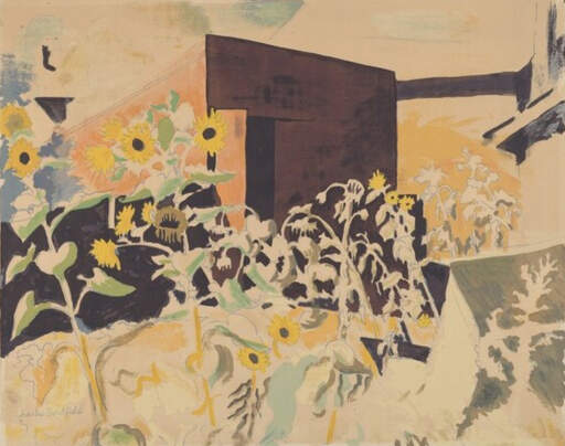 Sun-flowers and Red-barn